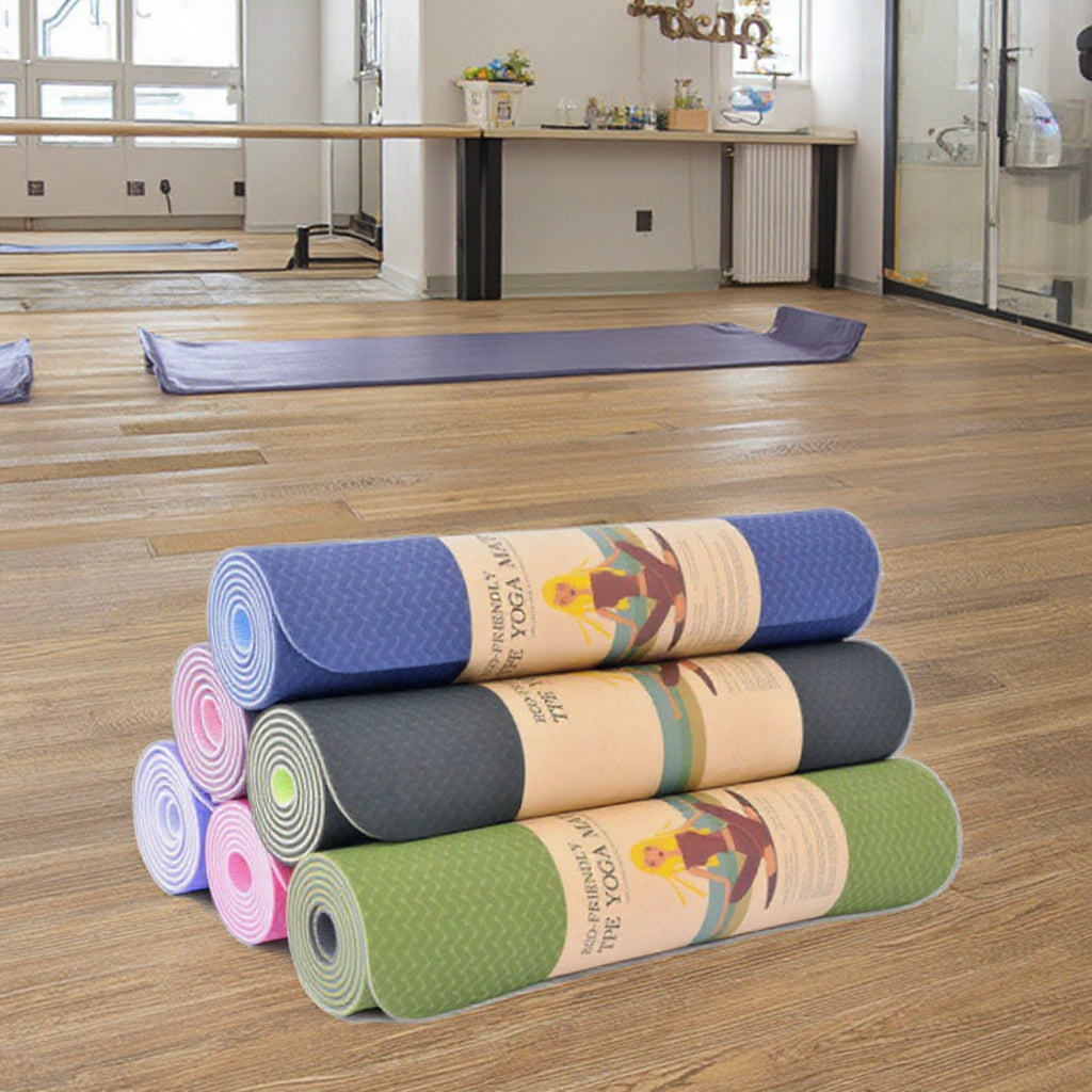 High Quality TPE Yoga Mat 6mm Thick Eco-Friendly Embossed Design Waterproof Anti-Slip Durable Custom Logo Wholesale Available