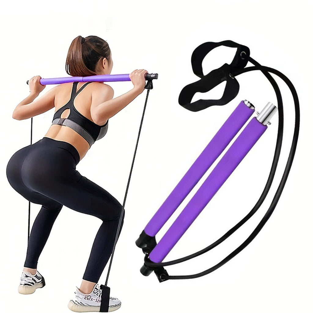 Pilates Exercise Bar Kit with Foam Rollers Resistance Bands Yoga Bar Stick